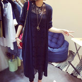 Casual Crochet Knitted Long Cardigan Long-sleeve Shrug for women