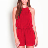 Women Rompers- Halter Keyhole Back Jumpsuit