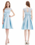 Knee Length Short Satin Vestidos / Sexy Women Cocktail Dresses