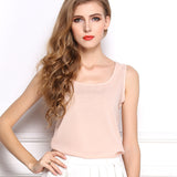 New Fashion Ladies Tops Chiffon Shirt Body Plus Size O Neck Blusa Camisas Women Blouses Sleeveless Vest Chiffon Blusas Femininas