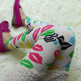 Women Vintage printed party/casual wear Leggings-trouser Pink lips