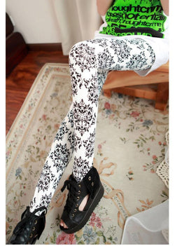 Women Vintage printed party/casual wear Leggings-trouser White floral