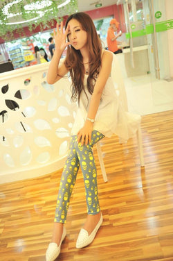 Women Vintage printed party/casual wear Leggings-trouser Yellow Skull