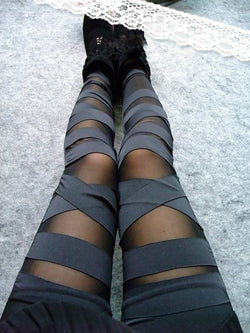 Ripped Cut-out Bandage Black Woman Lady Leggings trousers Sexy Free Shipping W3153
