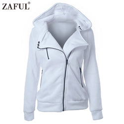 ZAFUL 4 color New Autumn&Winter Women hoodies sweatshirts zipper V Neck Long Sleeve Warm Female Hoodies jacket Sudaderas Mujer