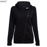 ZAFUL 4 color New Autumn&Winter Women hoodies sweatshirts zipper V Neck Long Sleeve Warm Female Hoodies jacket Sudaderas Mujer