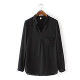 10 Colors Blusas Femininas 2015 Spring Summer Women's Blue White Black Chiffon Blouse Stand Collar Long Sleeve Shirts Casual Top