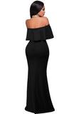 Red Ruffle Off Shoulder Maxi Dress