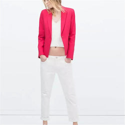 Women red office wear Blazer long sleeve coats turn down collar casaco feminine fashion work wear tops CT1114