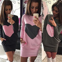 S-XL Pocket Design Winter Dress Women's Bodycon Print Dresses Lady Plus Size Sexy Long Sleeve Dress Black Friday Office Vestidos