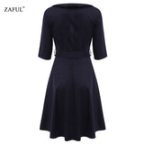 Womens Retro Audery Vintage Elegant Big Hem button Party Dresses Feminino Vestidos