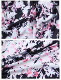 Women's Elegant Black Sleeveless Knee Length Floral Print Dress