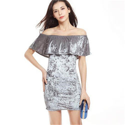 Hot Sale Fashion For Women Summer Ruffles Dress Sexy Slash Ruffled Strapless Backless The Beach Style Solid Sheath Dresses S308