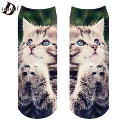 Dingtoll Cute 3D Printed Low Cut Ankle Cats Socks Unisex Multi Colors Galaxy Casual Kwaii Animal Cartoon Socks A30-A38