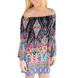 Bohemian Elegant Women Summer Dress Off Shoulder Beach Tunic Dresses Sundress European Style Sexy Vestidos De Festa Ropa Mujer