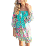 Bohemian Elegant Women Summer Dress Off Shoulder Beach Tunic Dresses Sundress European Style Sexy Vestidos De Festa Ropa Mujer
