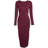 Gamiss Bodycon Sheath Dress Long Sleeve Party Sexy Dresses Women Clothing Back Full Zipper Robe Sexy Pencil Tight Dress Vestidos