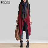 Reversible Casual Outerwear Sleeveless Long Trench Coat Cardigan for Women