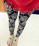 Women Vintage printed party/casual wear Leggings-trouser Black print