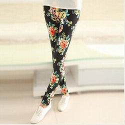 Women Vintage printed party/casual wear Leggings-trouser Black floral