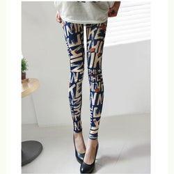 Women Vintage printed party/casual wear Leggings-trouser blue letter