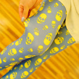 Women Vintage printed party/casual wear Leggings-trouser Yellow Skull