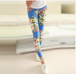 Women Vintage printed party/casual wear Leggings-trouser Blue