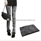 2015 Fashion Women Leggings for Women Polyester Spandex Jeans Hole Pleated Prints Casual Denim Sexy Leggings free shipping