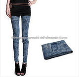 2015 Fashion Women Leggings for Women Polyester Spandex Jeans Hole Pleated Prints Casual Denim Sexy Leggings free shipping