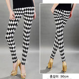 Multi Patterns Women Skinny Legging Pant Stripe Grid Porcelain Geometry Pencil Legwear