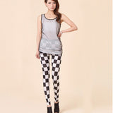 Multi Patterns Women Skinny Legging Pant Stripe Grid Porcelain Geometry Pencil Legwear