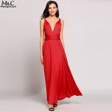 FANALA Summer Women Long Dress Sexy Bandage Party Dresses Sleeveless Deep V Neck Solid Backless Maxi Dress Women Vestidos Black
