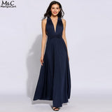 FANALA Summer Women Long Dress Sexy Bandage Party Dresses Sleeveless Deep V Neck Solid Backless Maxi Dress Women Vestidos Black