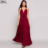 FANALA Summer Women Long Dress Sexy Bandage Party Dresses Sleeveless Deep V Neck Solid Backless Maxi Dress Women Vestidos Black