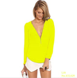 V-Neck Long Sleeve Zipper Sexy Blouse for Women work/casual wear