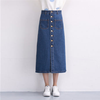 Denim Long Skirt High Waist Jeans Skirts Jeans Feminina Casual A-Line Skirt for Women