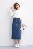 Denim Long Skirt High Waist Jeans Skirts Jeans Feminina Casual A-Line Skirt for Women