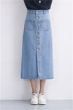 Denim Long Skirt High Waist Jeans Skirts Jeans Feminina Casual A-Line Skirt for Women