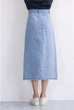 Denim Long Skirt High Waist Jeans Skirts Jeans Feminina Casual A-Line Skirt for Women