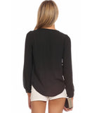 V-Neck Long Sleeve Zipper Sexy Blouse for Women work/casual wear