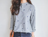 Women Embroidery Long Sleeve Blouse/ Casual Shirt