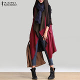 Reversible Casual Outerwear Sleeveless Long Trench Coat Cardigan for Women