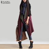 Reversible Casual Outerwear Sleeveless Long Trench Coat Cardigan for Women