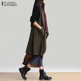 Reversible Casual Outerwear Sleeveless Long Trench Coat Cardigan for Women