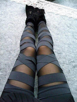 Ripped Cut-out sexy Black Women Leggings