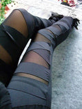 Ripped Cut-out sexy Black Women Leggings